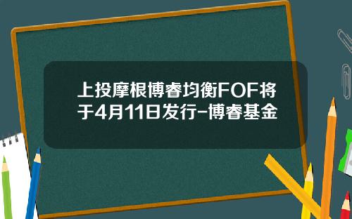 上投摩根博睿均衡FOF将于4月11日发行-博睿基金