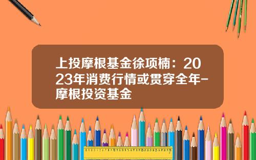 上投摩根基金徐项楠：2023年消费行情或贯穿全年-摩根投资基金