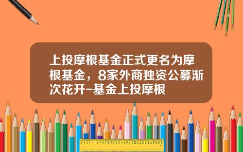 上投摩根基金正式更名为摩根基金，8家外商独资公募渐次花开-基金上投摩根