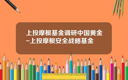上投摩根基金调研中国黄金-上投摩根安全战略基金