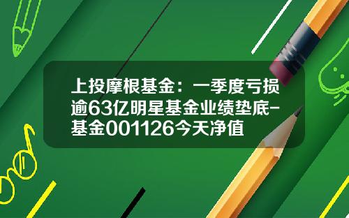 上投摩根基金：一季度亏损逾63亿明星基金业绩垫底-基金001126今天净值