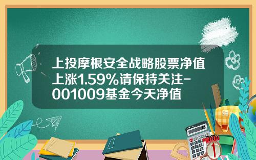 上投摩根安全战略股票净值上涨1.59%请保持关注-001009基金今天净值