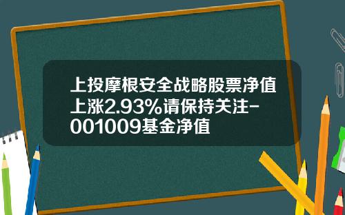 上投摩根安全战略股票净值上涨2.93%请保持关注-001009基金净值