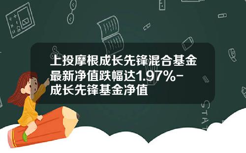 上投摩根成长先锋混合基金最新净值跌幅达1.97%-成长先锋基金净值