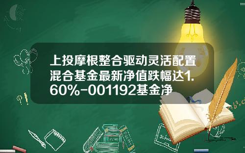 上投摩根整合驱动灵活配置混合基金最新净值跌幅达1.60%-001192基金净值查询