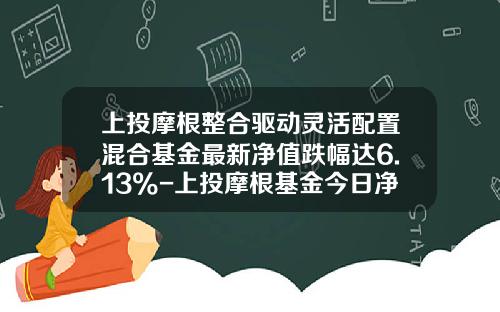 上投摩根整合驱动灵活配置混合基金最新净值跌幅达6.13%-上投摩根基金今日净值
