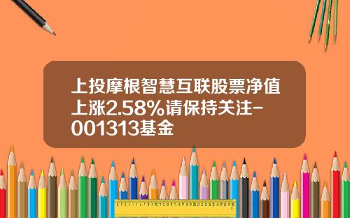 上投摩根智慧互联股票净值上涨2.58%请保持关注-001313基金
