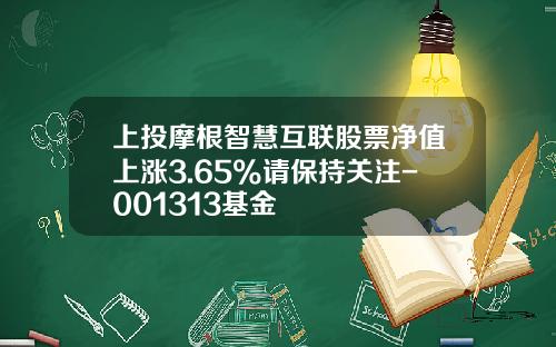 上投摩根智慧互联股票净值上涨3.65%请保持关注-001313基金