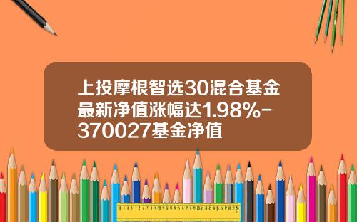 上投摩根智选30混合基金最新净值涨幅达1.98%-370027基金净值