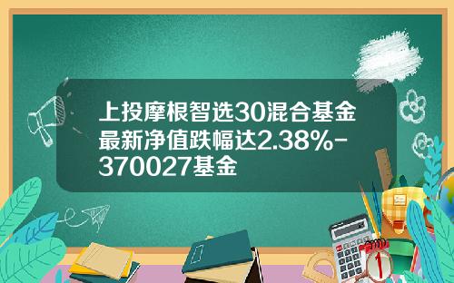 上投摩根智选30混合基金最新净值跌幅达2.38%-370027基金