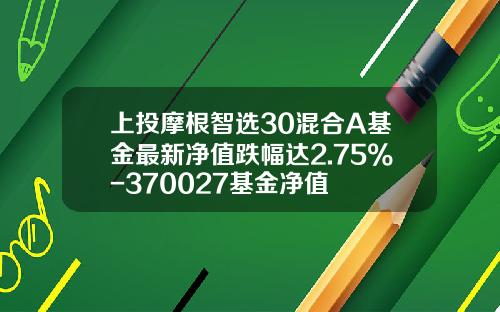 上投摩根智选30混合A基金最新净值跌幅达2.75%-370027基金净值