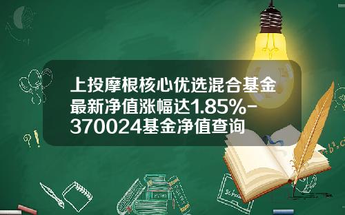 上投摩根核心优选混合基金最新净值涨幅达1.85%-370024基金净值查询
