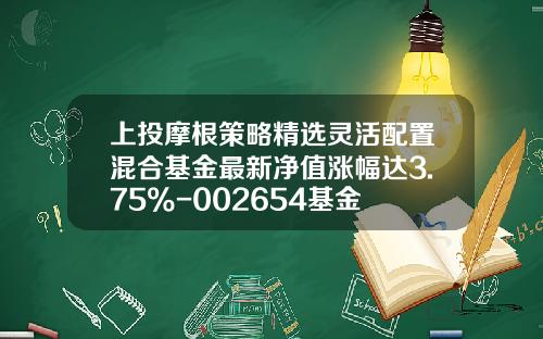 上投摩根策略精选灵活配置混合基金最新净值涨幅达3.75%-002654基金