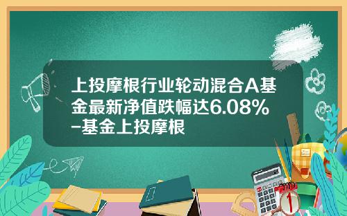 上投摩根行业轮动混合A基金最新净值跌幅达6.08%-基金上投摩根