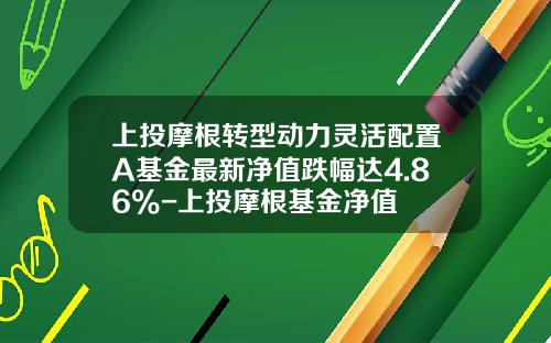 上投摩根转型动力灵活配置A基金最新净值跌幅达4.86%-上投摩根基金净值