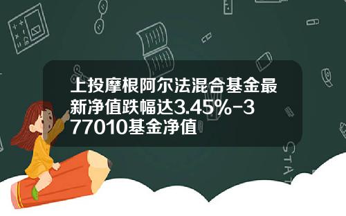 上投摩根阿尔法混合基金最新净值跌幅达3.45%-377010基金净值