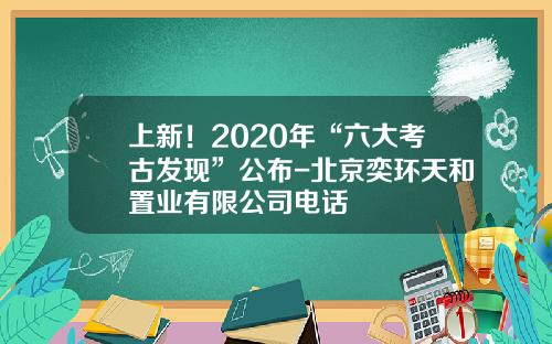 上新！2020年“六大考古发现”公布-北京奕环天和置业有限公司电话