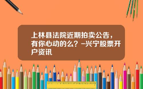 上林县法院近期拍卖公告，有你心动的么？-兴宁股票开户资讯