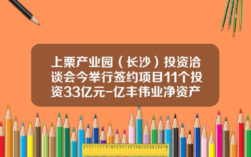 上栗产业园（长沙）投资洽谈会今举行签约项目11个投资33亿元-亿丰伟业净资产多少