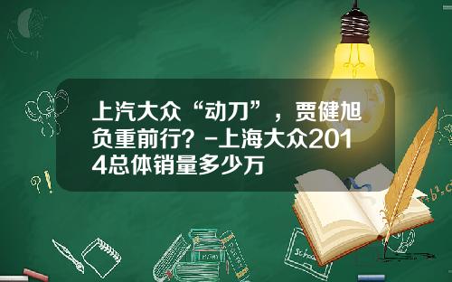 上汽大众“动刀”，贾健旭负重前行？-上海大众2014总体销量多少万