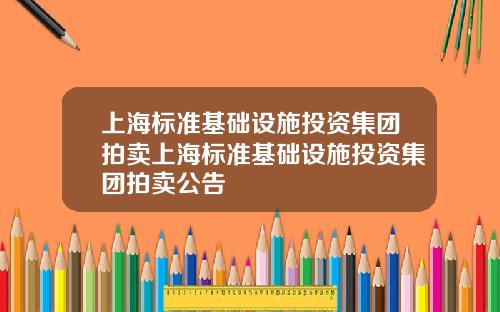 上海标准基础设施投资集团拍卖上海标准基础设施投资集团拍卖公告