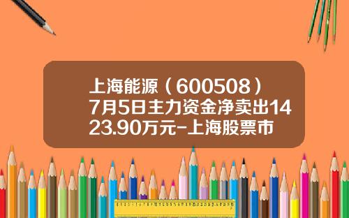 上海能源（600508）7月5日主力资金净卖出1423.90万元-上海股票市场的行情资讯