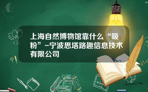 上海自然博物馆靠什么“吸粉”-宁波思塔路趣信息技术有限公司