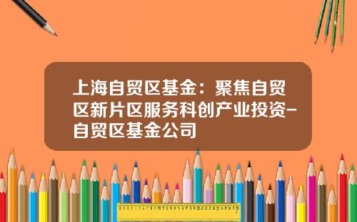 上海自贸区基金：聚焦自贸区新片区服务科创产业投资-自贸区基金公司