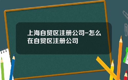 上海自贸区注册公司-怎么在自贸区注册公司