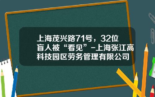 上海茂兴路71号，32位盲人被“看见”-上海张江高科技园区劳务管理有限公司