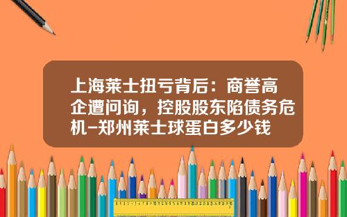 上海莱士扭亏背后：商誉高企遭问询，控股股东陷债务危机-郑州莱士球蛋白多少钱