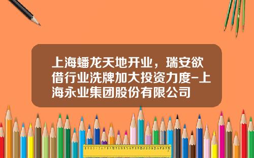 上海蟠龙天地开业，瑞安欲借行业洗牌加大投资力度-上海永业集团股份有限公司