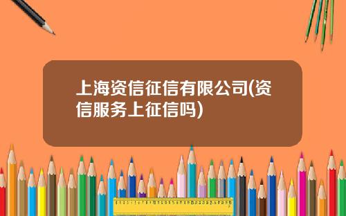 上海资信征信有限公司(资信服务上征信吗)