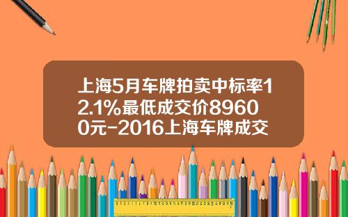上海5月车牌拍卖中标率12.1%最低成交价89600元-2016上海车牌成交最低价是多少【新闻】
