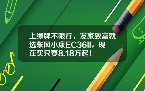 上绿牌不限行，发家致富就选东风小康EC36II，现在买只要8.18万起！