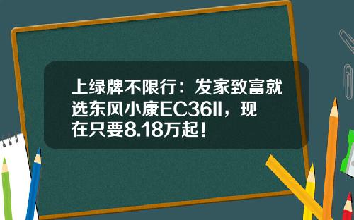 上绿牌不限行：发家致富就选东风小康EC36II，现在只要8.18万起！