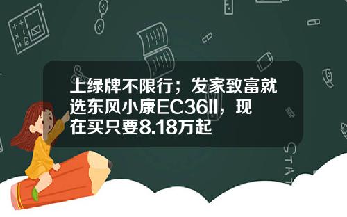 上绿牌不限行；发家致富就选东风小康EC36II，现在买只要8.18万起