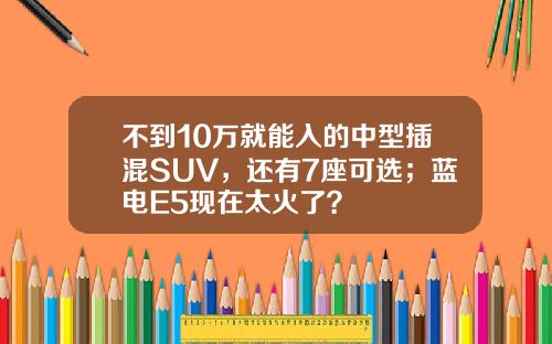 不到10万就能入的中型插混SUV，还有7座可选；蓝电E5现在太火了？