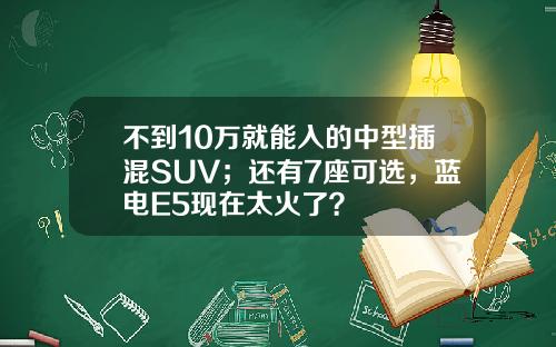 不到10万就能入的中型插混SUV；还有7座可选，蓝电E5现在太火了？