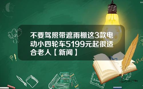 不要驾照带遮雨棚这3款电动小四轮车5199元起很适合老人【新闻】