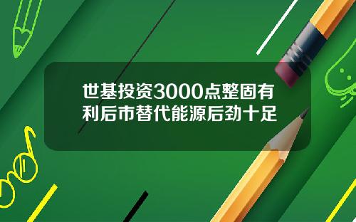 世基投资3000点整固有利后市替代能源后劲十足