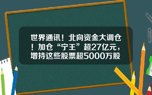 世界通讯！北向资金大调仓！加仓“宁王”超27亿元，增持这些股票超5000万股
