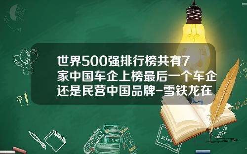 世界500强排行榜共有7家中国车企上榜最后一个车企还是民营中国品牌-雪铁龙在500强多少名【新闻】.