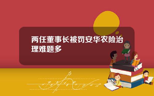 两任董事长被罚安华农险治理难题多