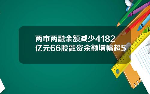 两市两融余额减少4182亿元66股融资余额增幅超5