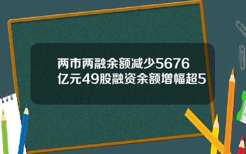 两市两融余额减少5676亿元49股融资余额增幅超5