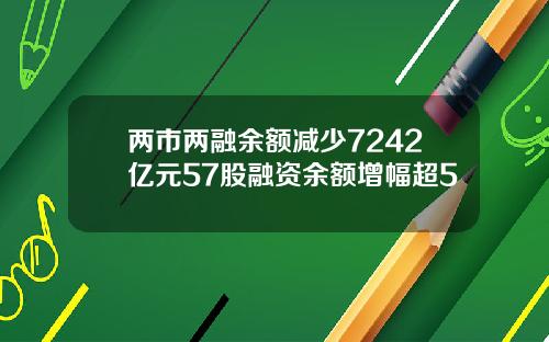 两市两融余额减少7242亿元57股融资余额增幅超5