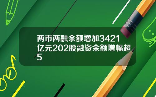 两市两融余额增加3421亿元202股融资余额增幅超5