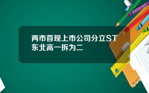两市首现上市公司分立ST东北高一拆为二