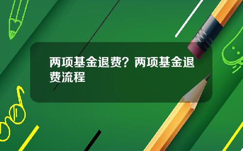 两项基金退费？两项基金退费流程